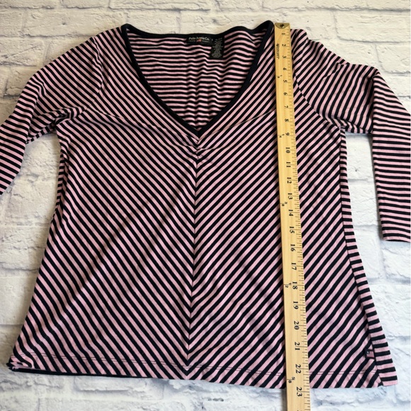 Polo by Ralph Lauren V-Neck Pink and Black Striped Long Sleeve Tee - Picture 6 of 8